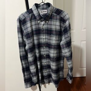 Barbour Men's Navy, Gray & Red Plaid Button-Down Shirt
